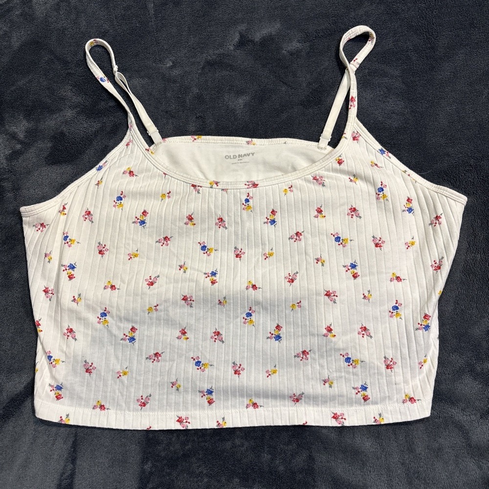 Old Navy Womens Floral Ribbed Cropped Cami XXL Festival Feminine Coquette Preppy